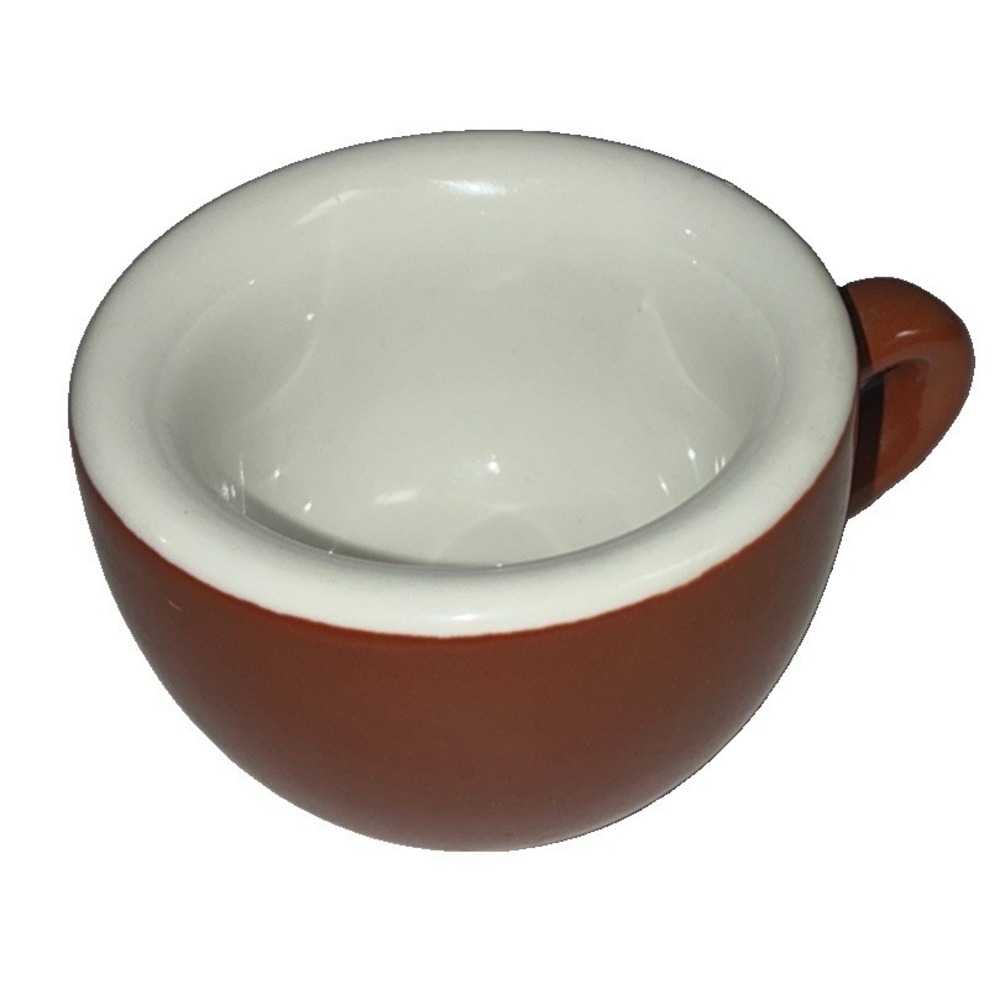Vintage Brown White Porcelain Espresso Demitasse Cup Small Heavy 2.5x2" Italy